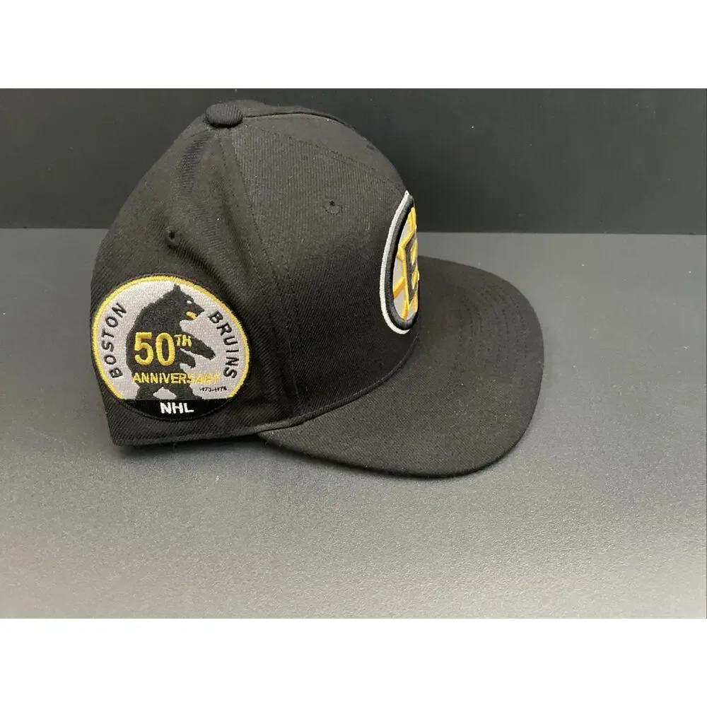 Mitchell & Ness NHL Boston Bruins Hat Flatbrim Snapback 50th Anniversary 7 5/8